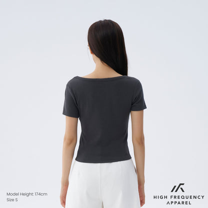 HFA Women’s V-Neck Short Sleeve Ribbed Tee – Stretch Fit Essentials