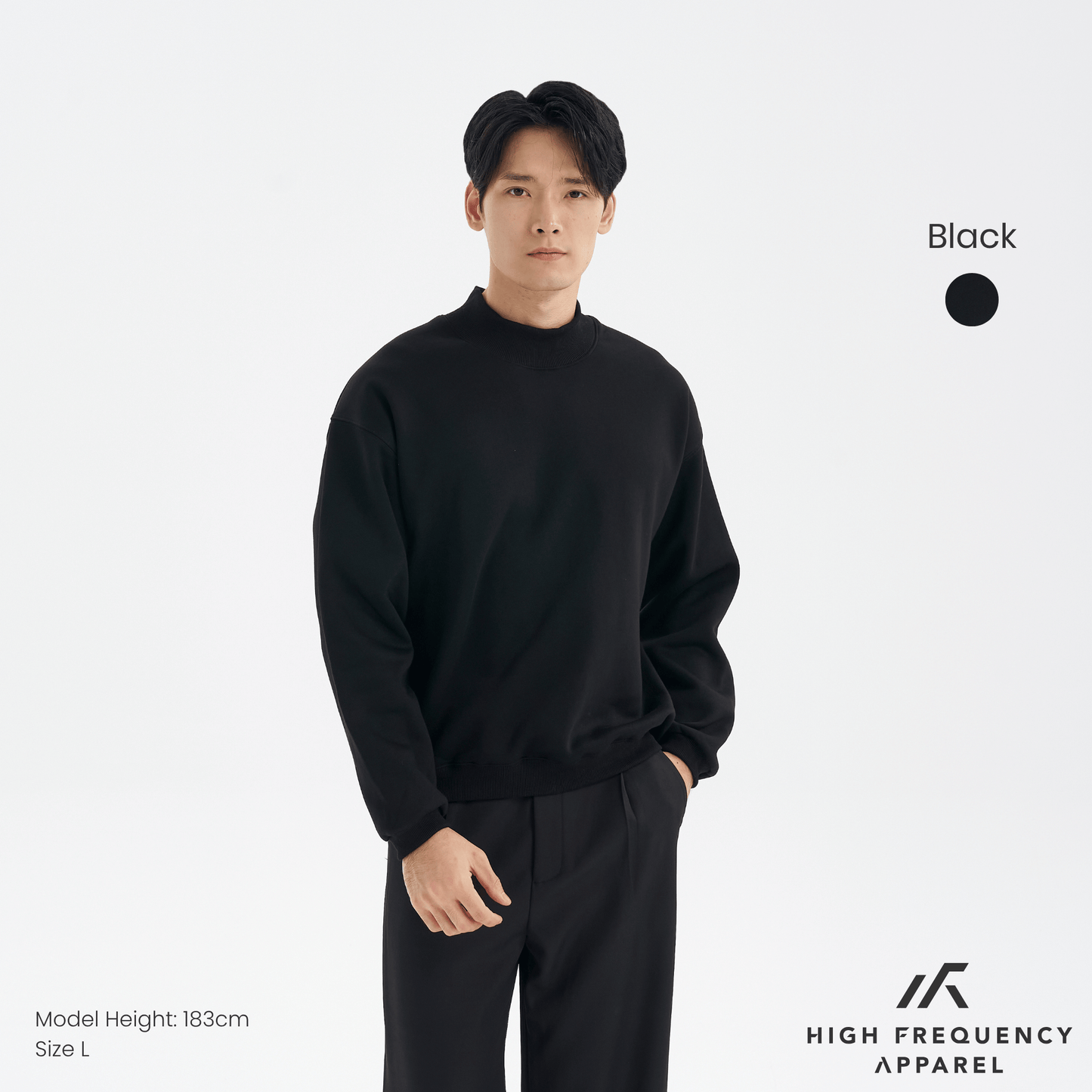 mock neck long sleeve sweatshirt
