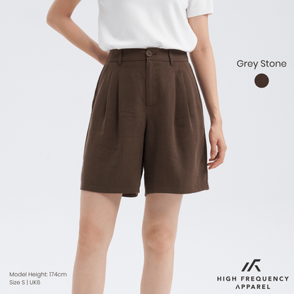 Tencel Linen Longline Double Pleated Shorts