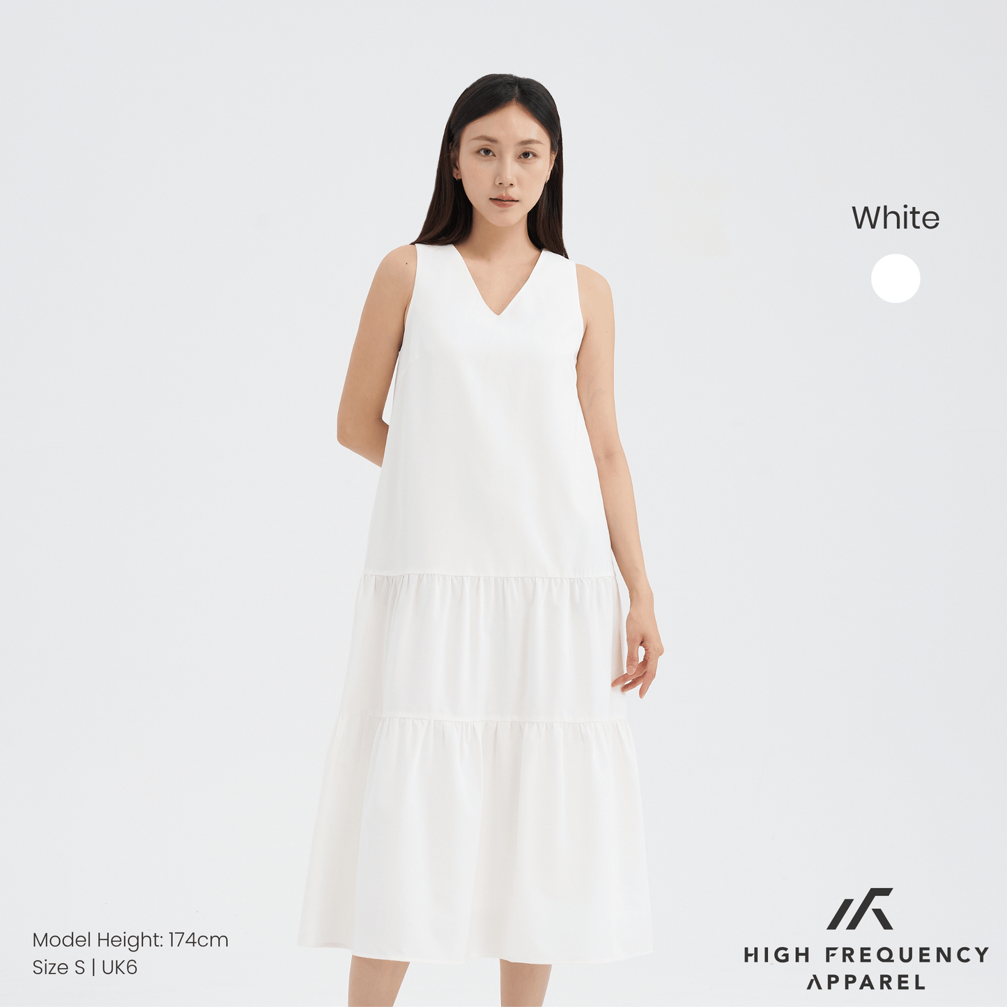 v-neck tiered midaxi dress