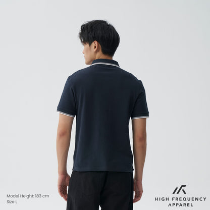 HFA Men’s Striped Collar Piqué Polo – Slim Fit