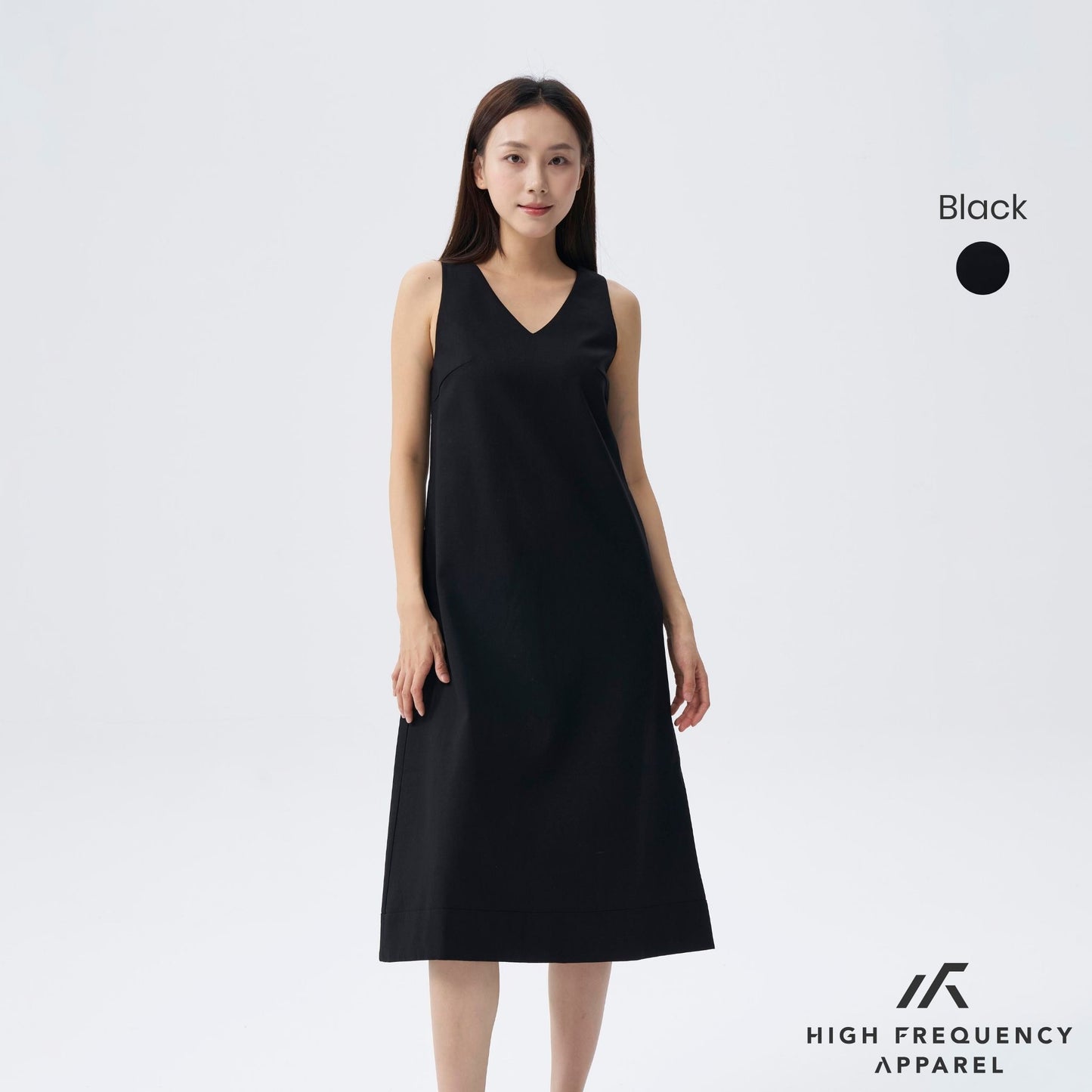 hfa women’s v-neck linen sleeveless midaxi dress with back slit