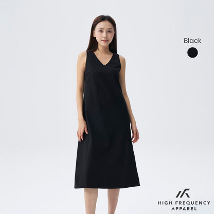 HFA Women’s V-Neck Linen Sleeveless Midaxi Dress With Back Slit