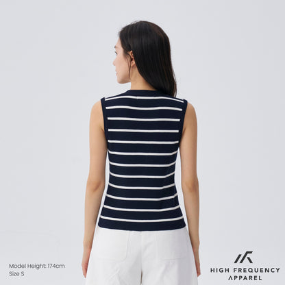 HFA Women’s Striped Knitted Button Vest