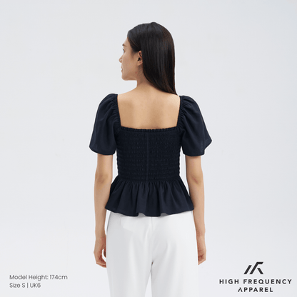 Square Neck Full Smocked Flutter Sleeve Top