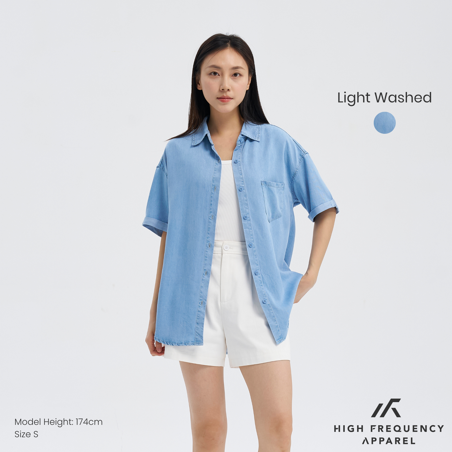tencel denim relaxed short sleeve shirt