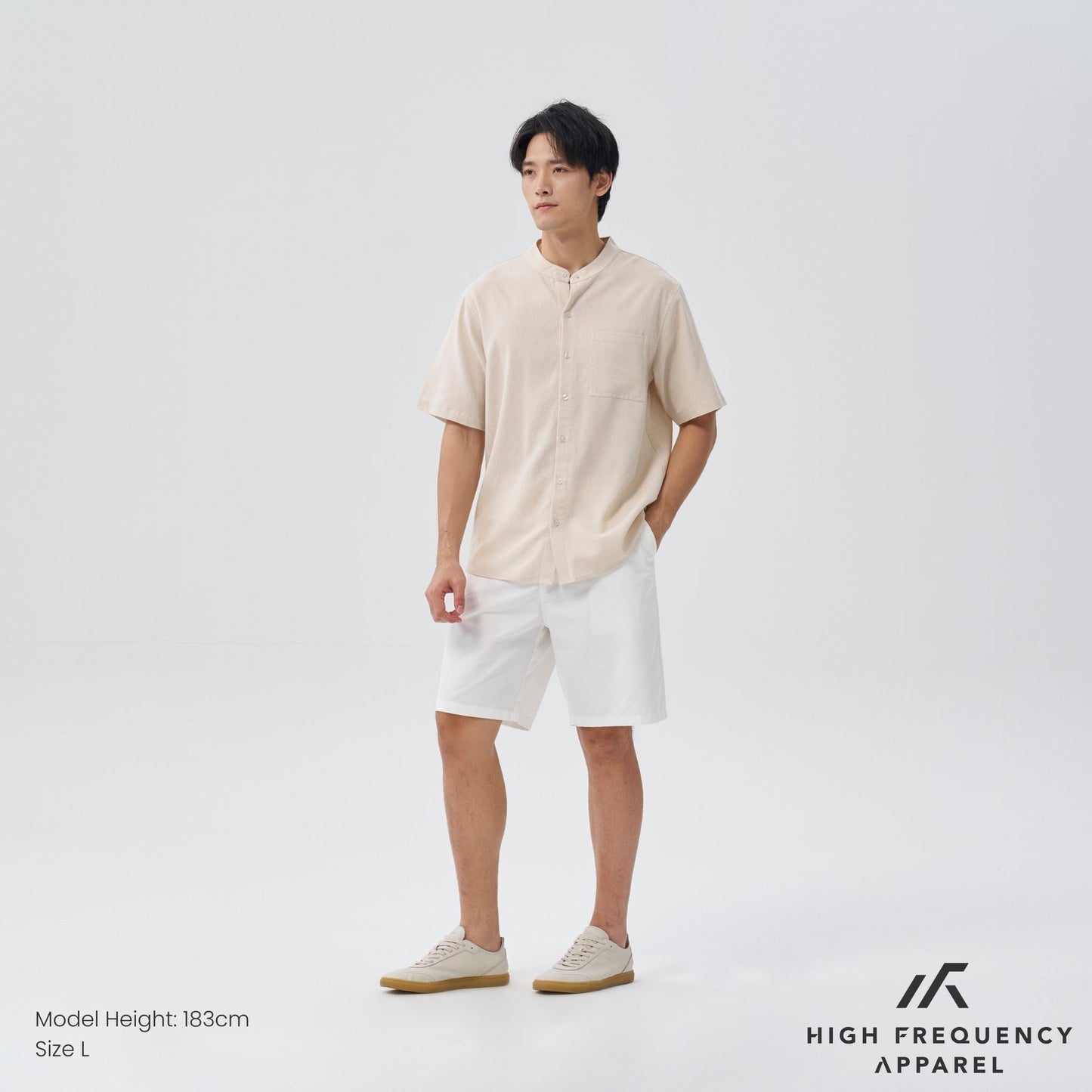 hfa men’s mandarin collar short sleeve shirt