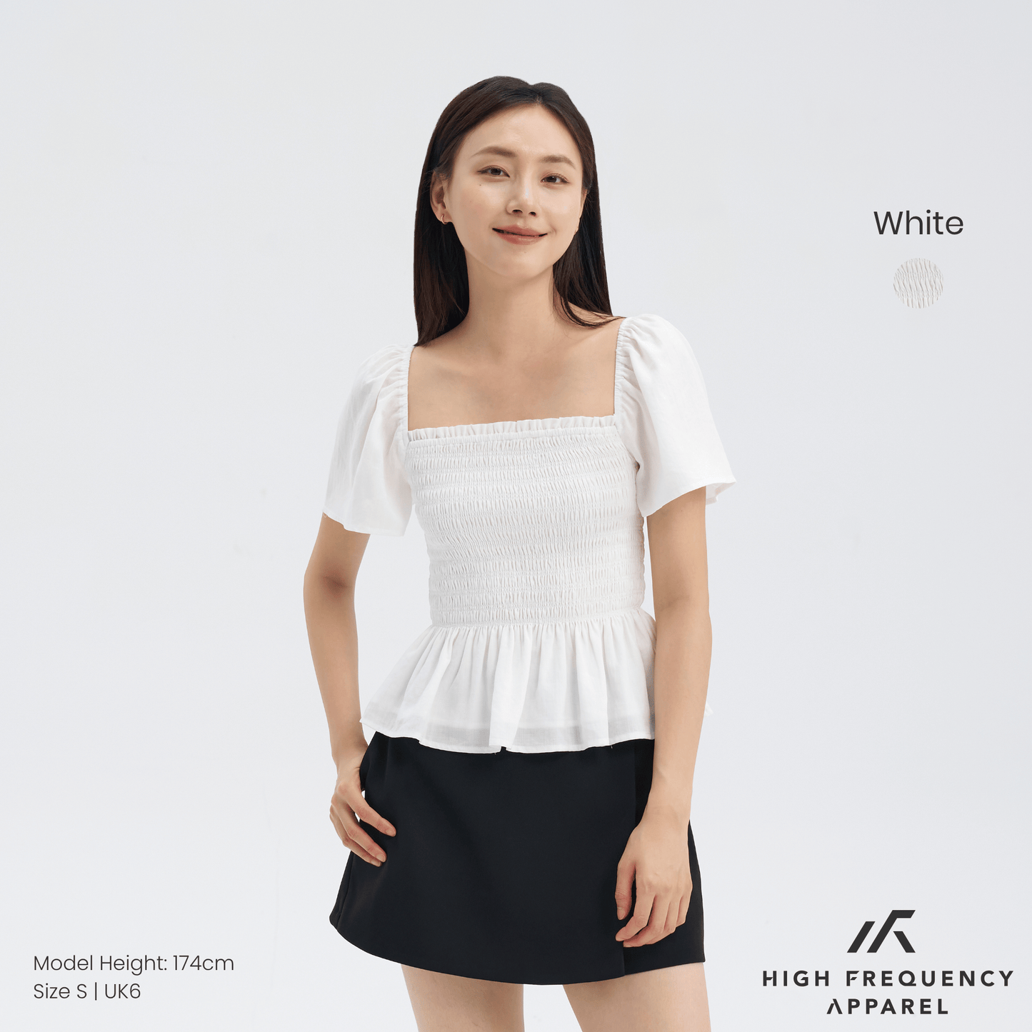square neck full smocked flutter sleeve top