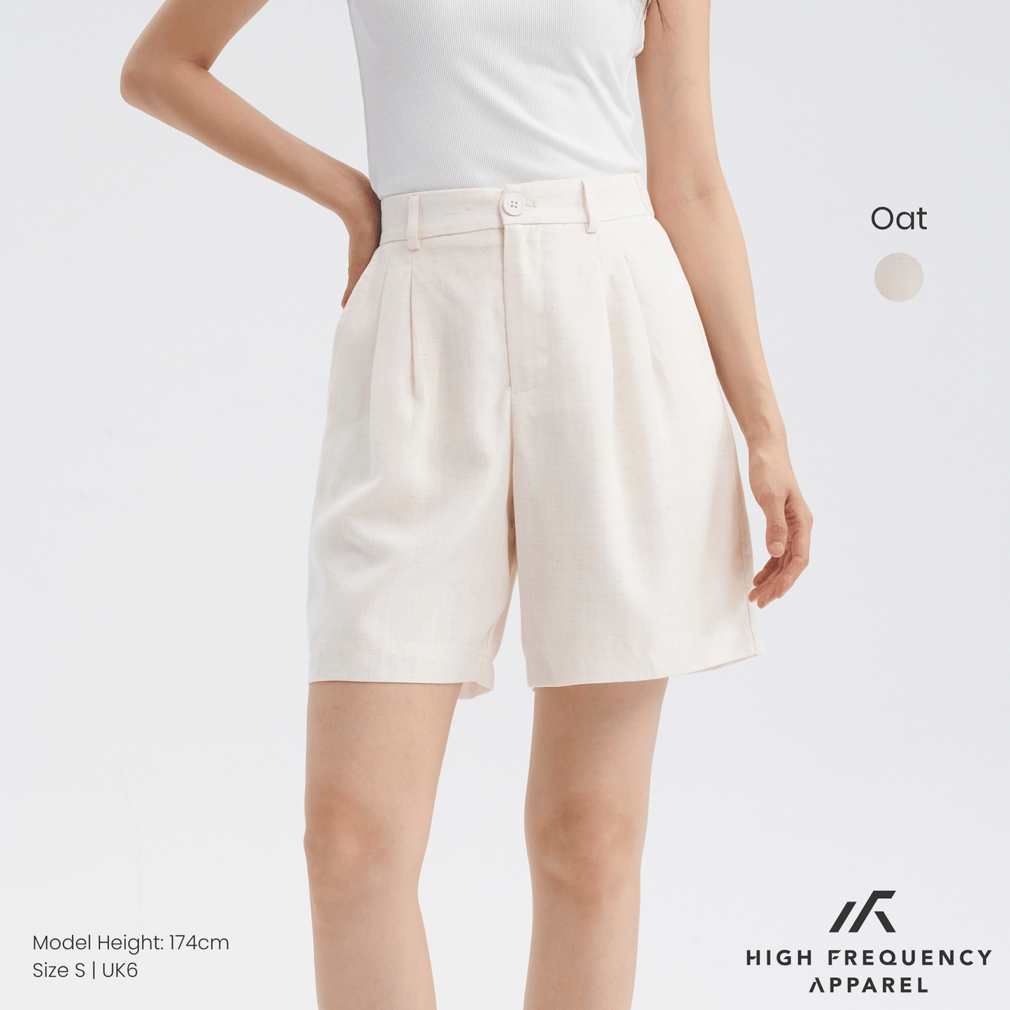 tencel linen longline double pleated shorts