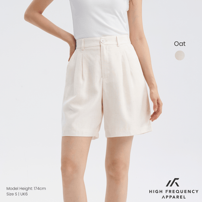 Tencel Linen Longline Double Pleated Shorts