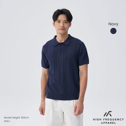 HFA Men’s Cable Knitted Button Polo