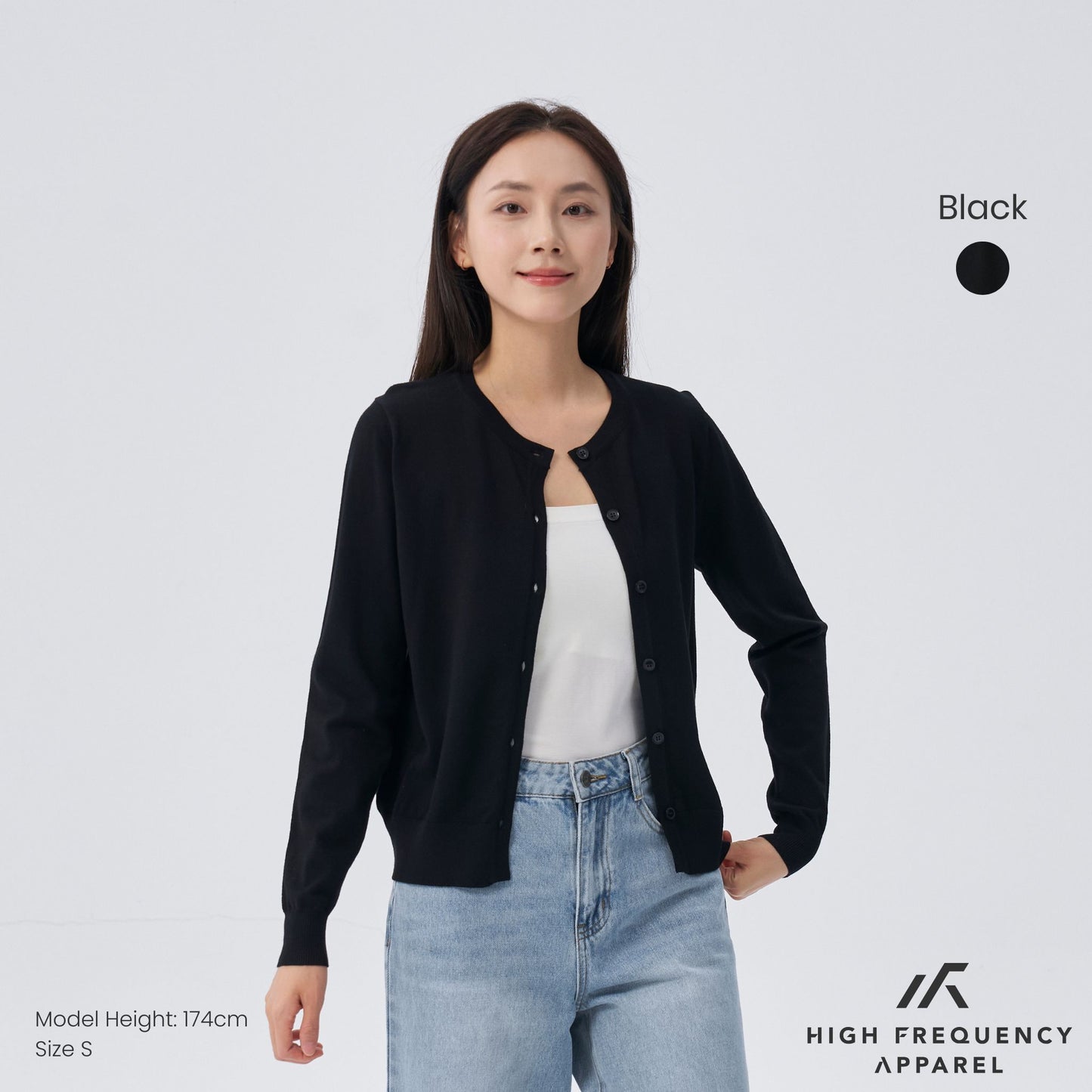 hfa women’s crew neck long sleeve cardigan