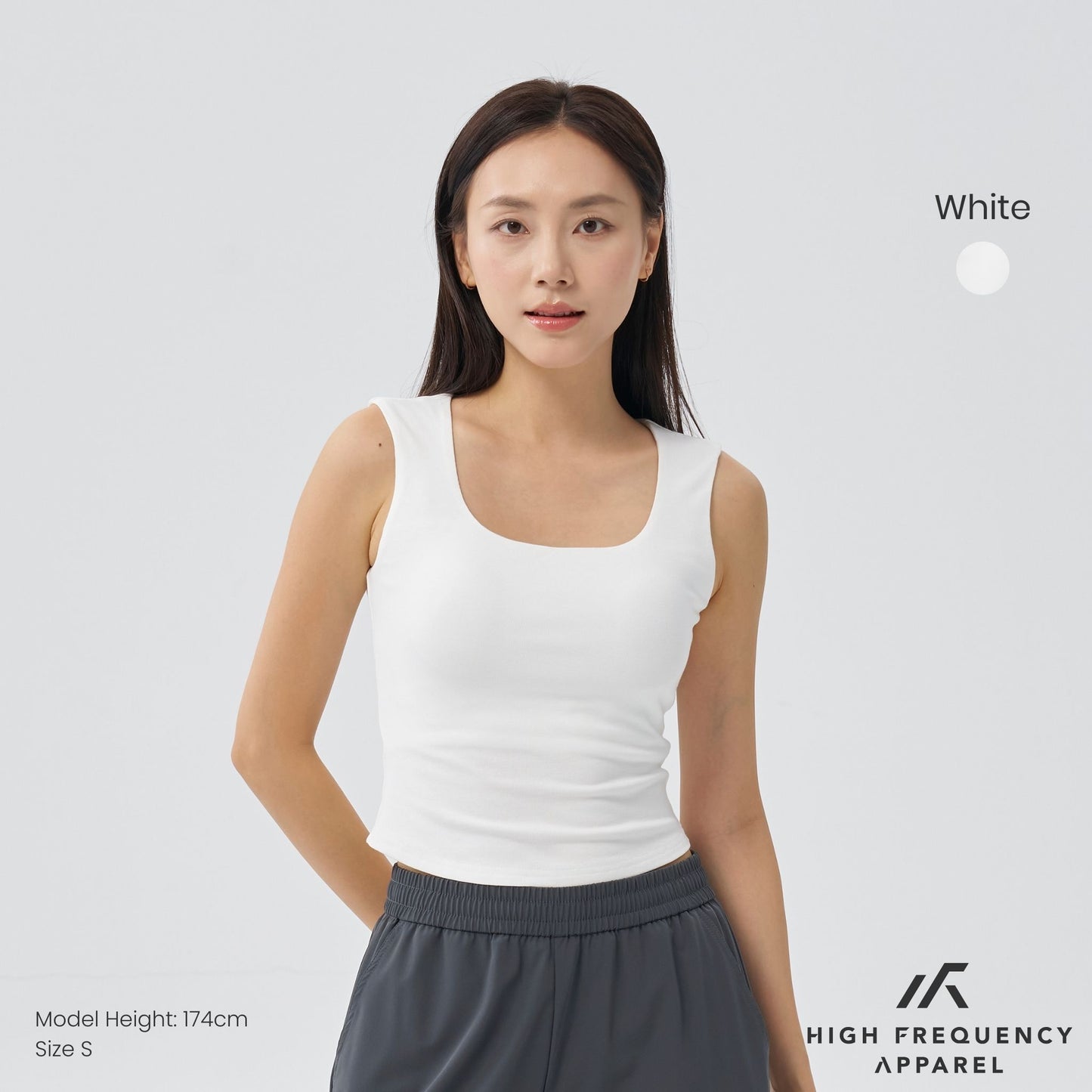 soft stretch square neck sleeveless padded top