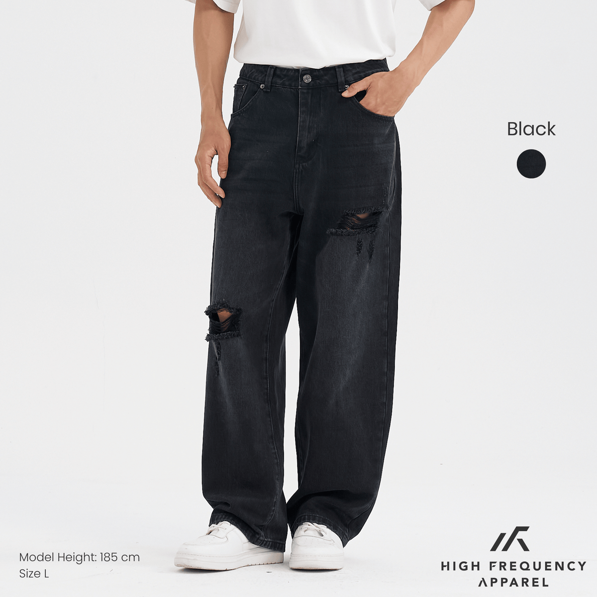 straight cut distressed jeans