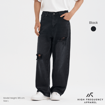 Straight Cut Distressed Jeans