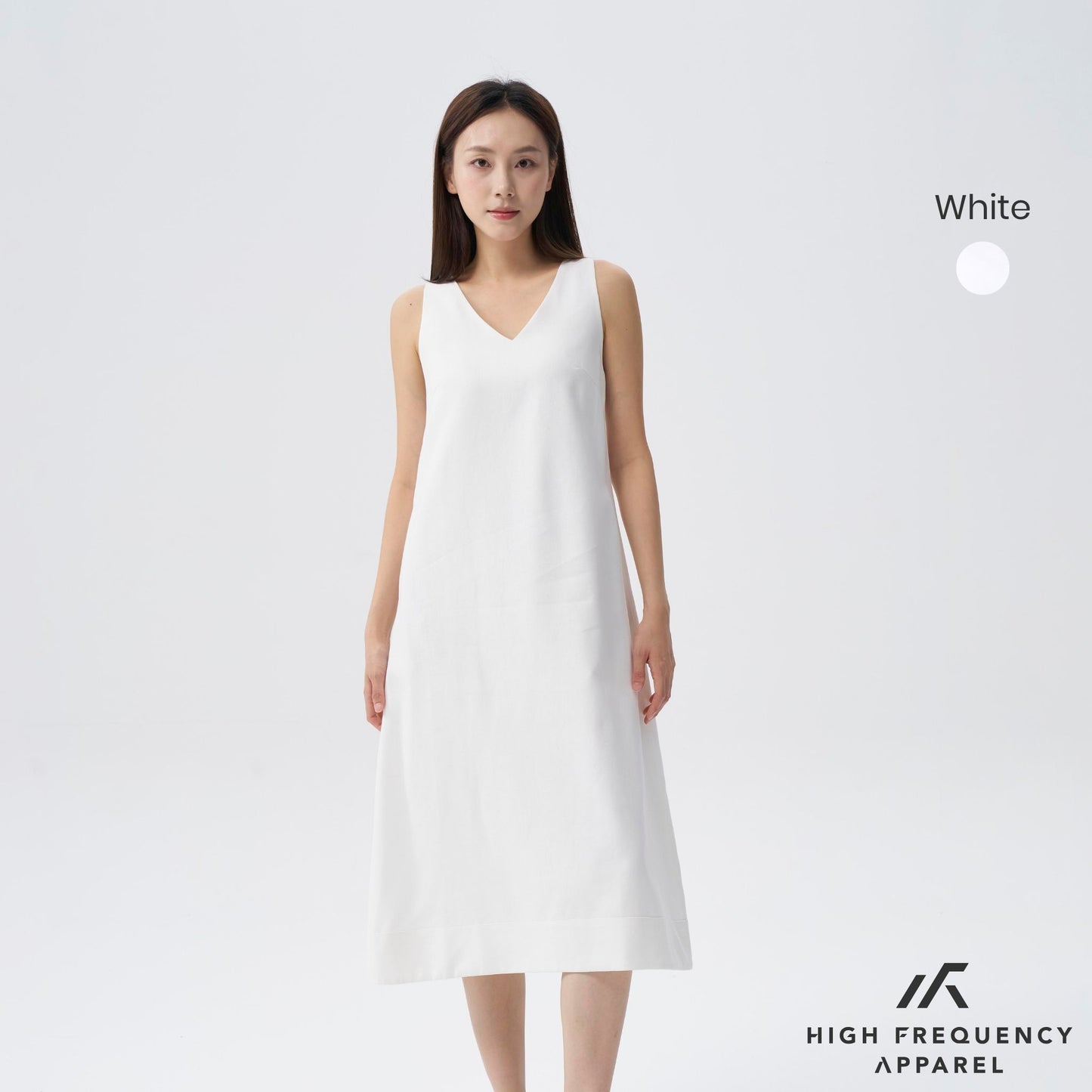 hfa women’s v-neck linen sleeveless midaxi dress with back slit