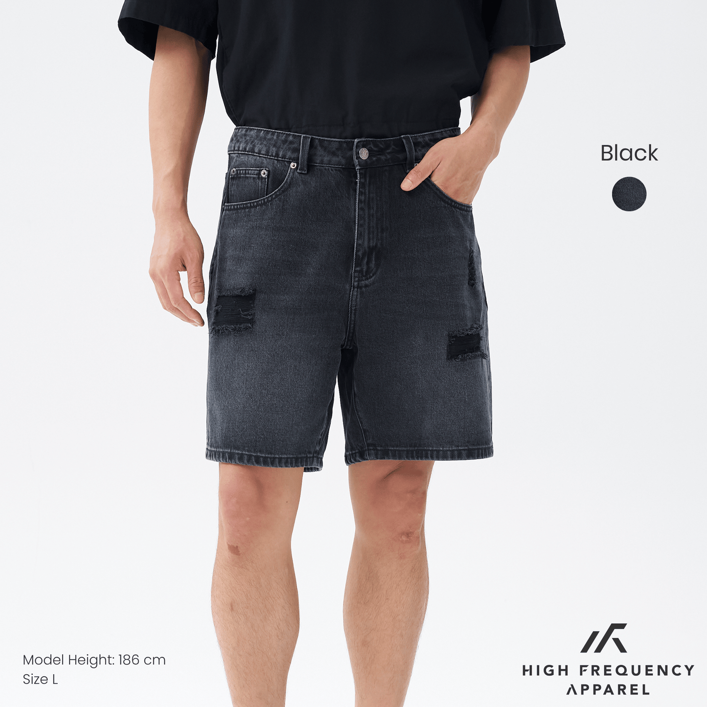 distressed denim shorts
