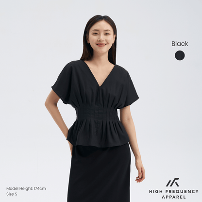 V-Neck Pintuck Sleeved Blouse