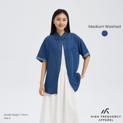 Tencel Denim Relaxed Short Sleeve Shirt