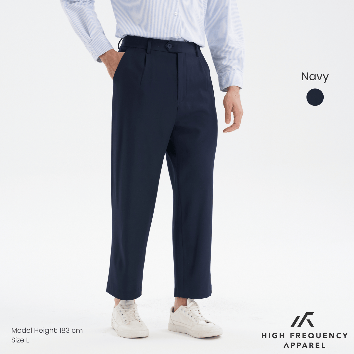 men’s single pleated creasefree work trousers