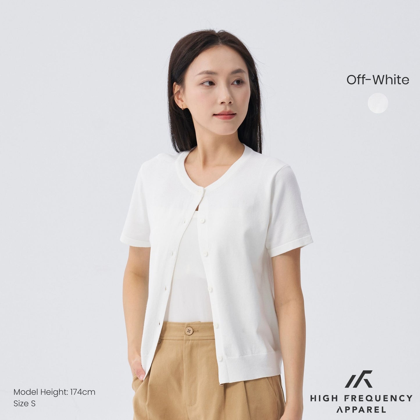 hfa women’s crew neck short sleeve cardigan