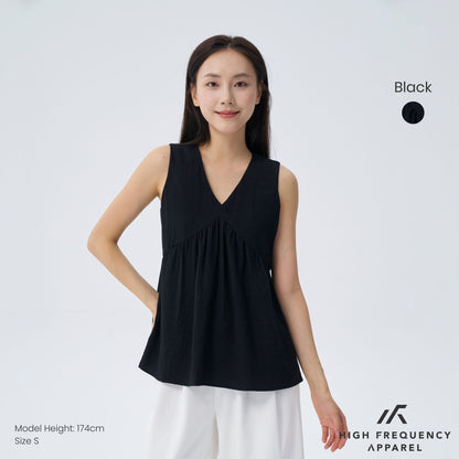 HFA Women’s V-Neck Textured Iron-Free Sleeveless Blouse