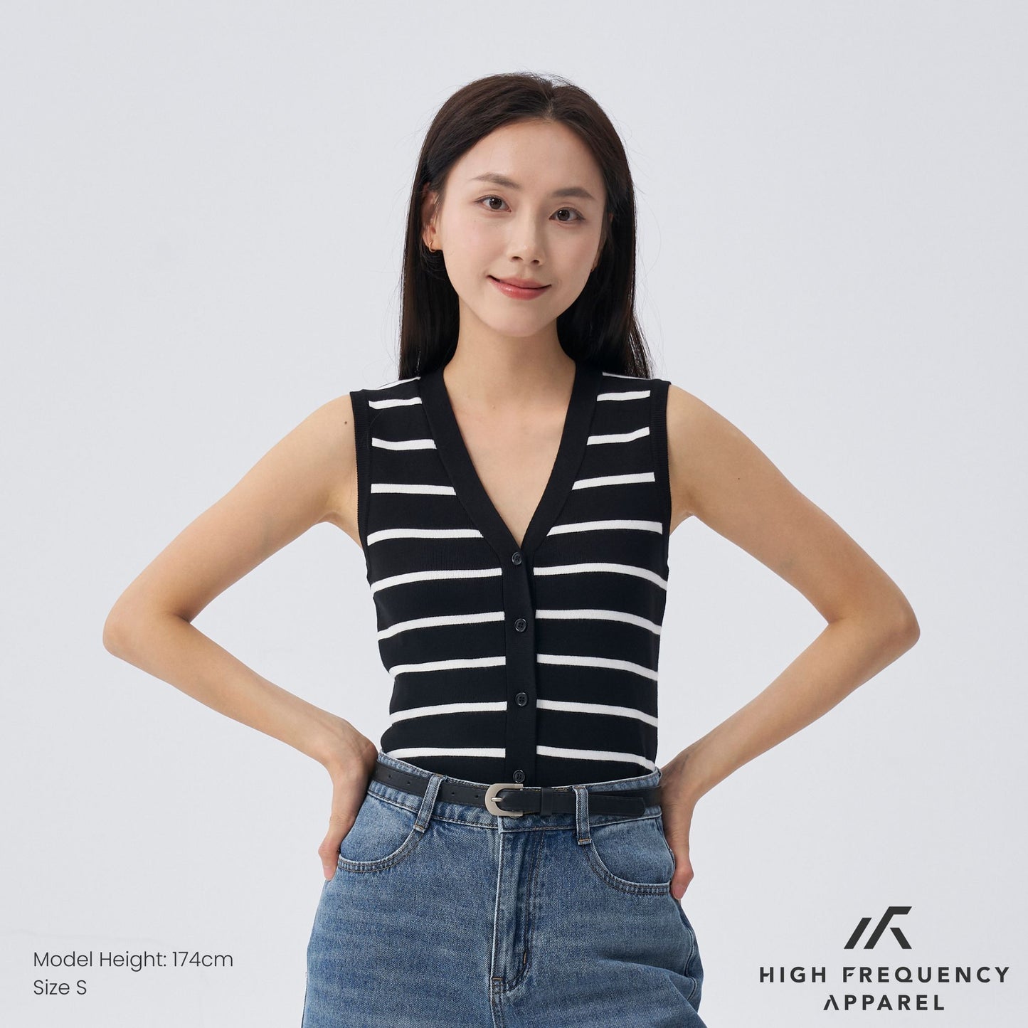hfa women’s striped knitted button vest