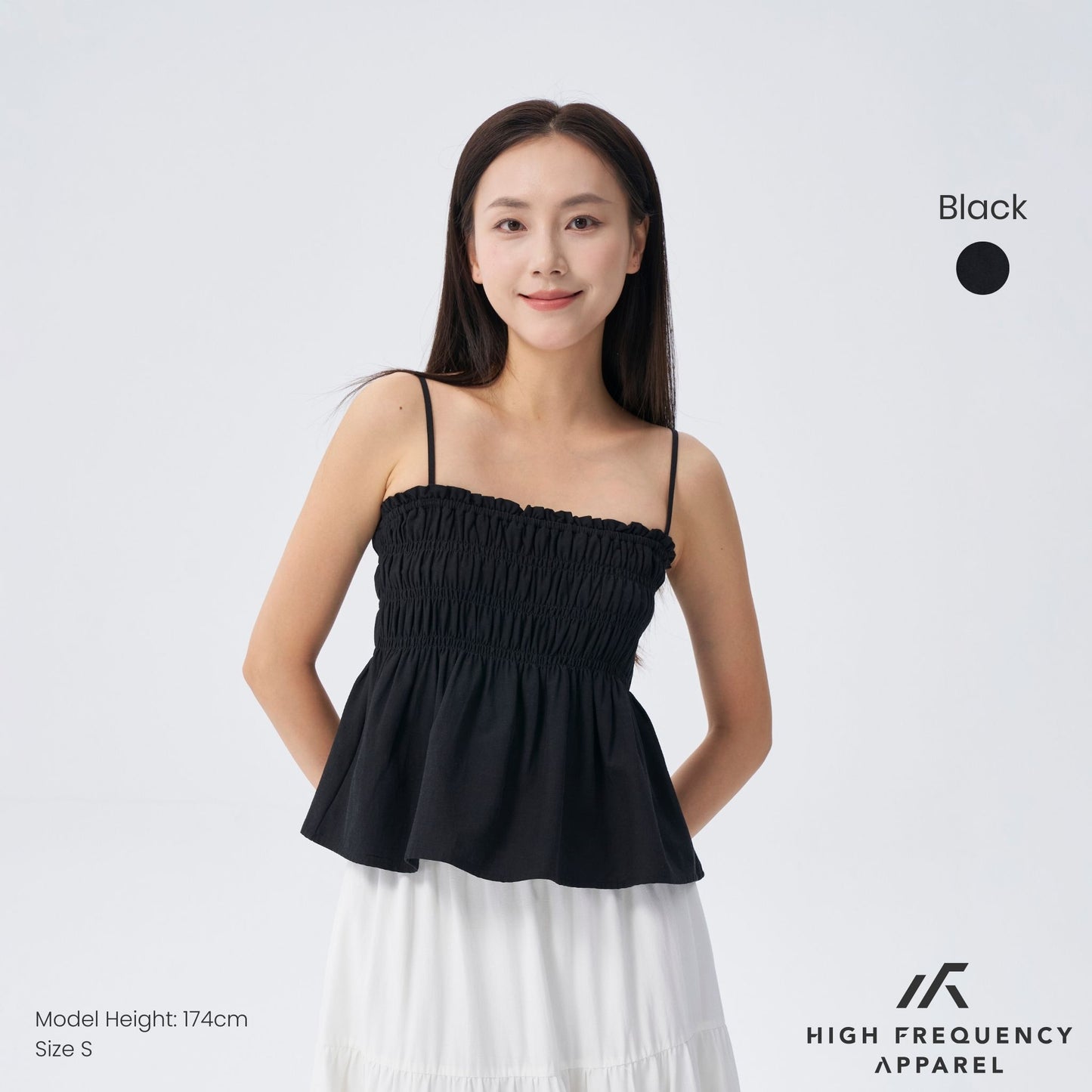 hfa women’s smocked 3-tiered spaghetti top