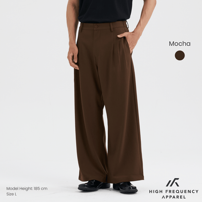 High Waisted Triple Pleated Dress Trousers With Side Adjusters