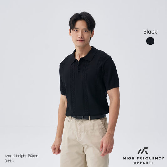 Cable Knitted Button Polo