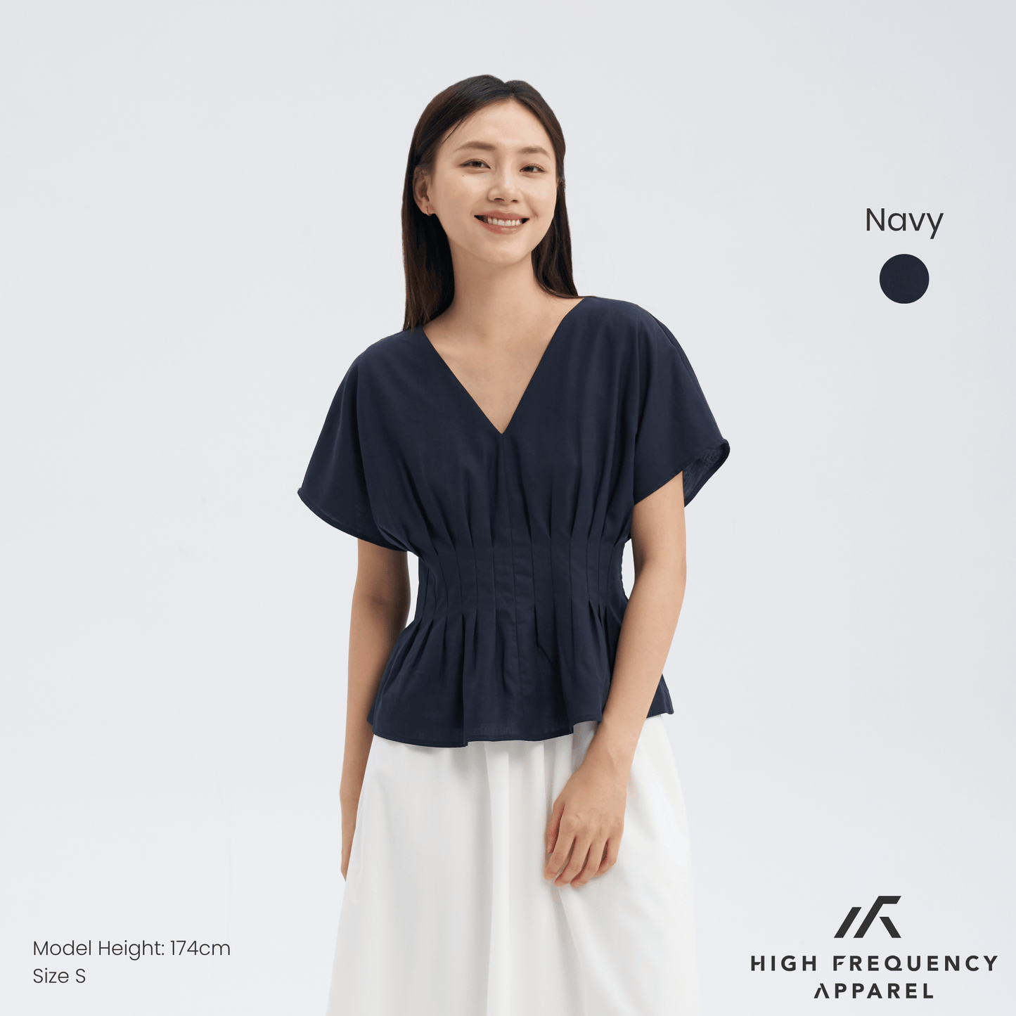 v-neck pintuck sleeved blouse