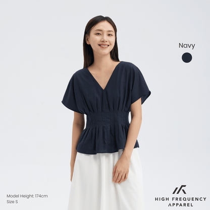 V-Neck Pintuck Sleeved Blouse