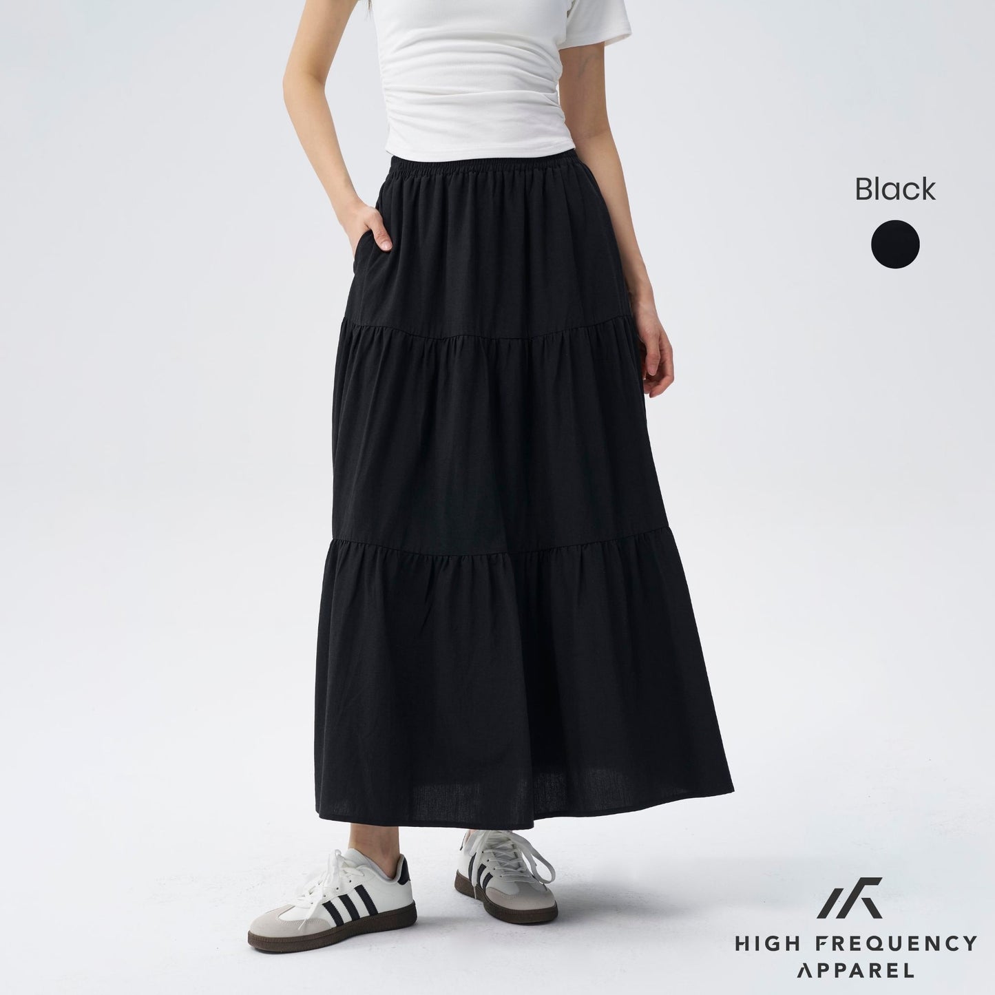 hfa women’s 3-tier flow maxi skirt