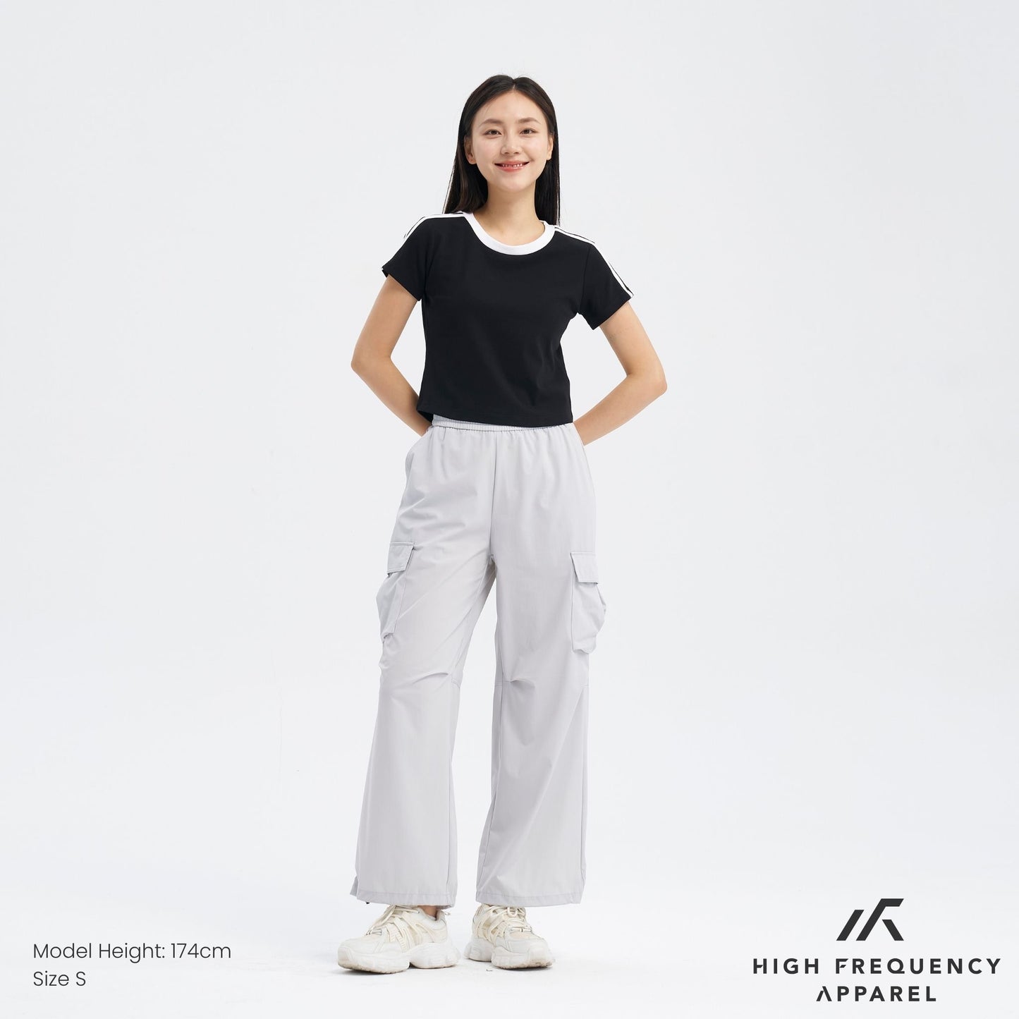 striped curved hem baby tee