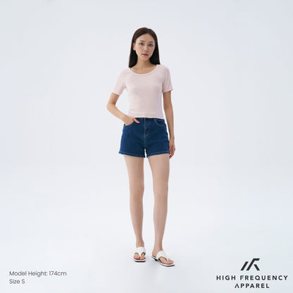 HFA Women’s Wide Neck Half Sleeve Ribbed Tee – Stretch Fit Essentials