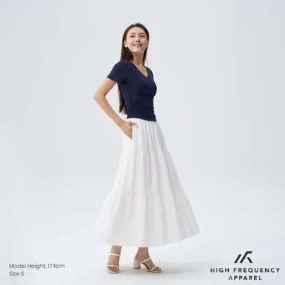 Soft Stretch V-Neck Padded Ruched Tee