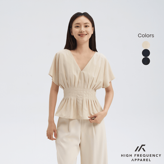 V-Neck Pintuck Sleeved Blouse