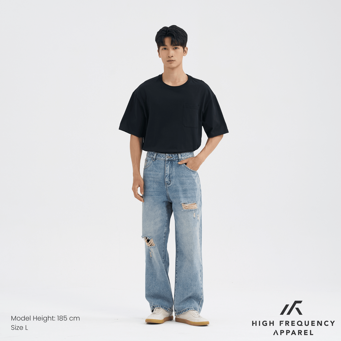 straight cut distressed jeans