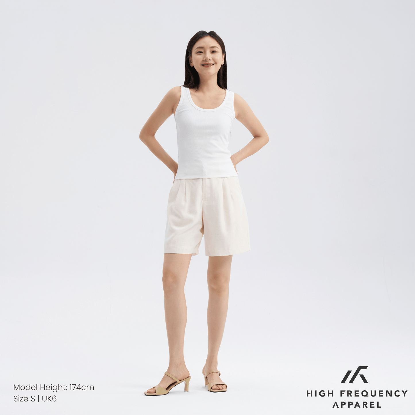 tencel linen longline double pleated shorts