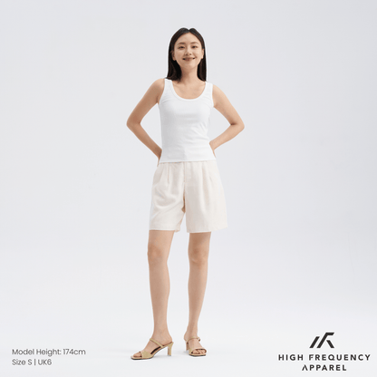 Tencel Linen Longline Double Pleated Shorts