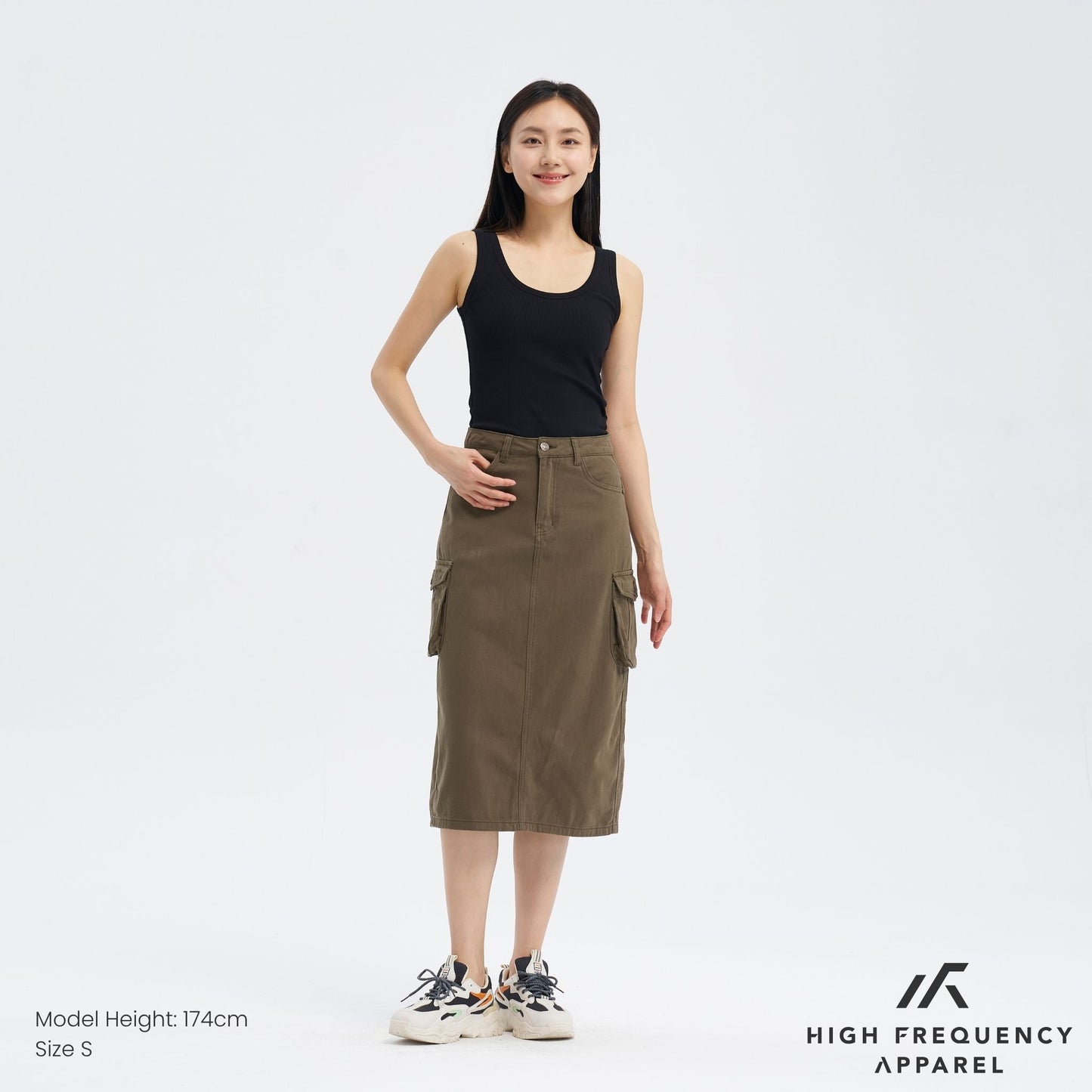 midi denim cargo skirt