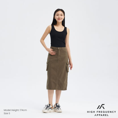Midi Denim Cargo Skirt