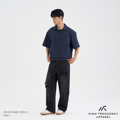 Oversized Boxy Faux 2-Piece Tee