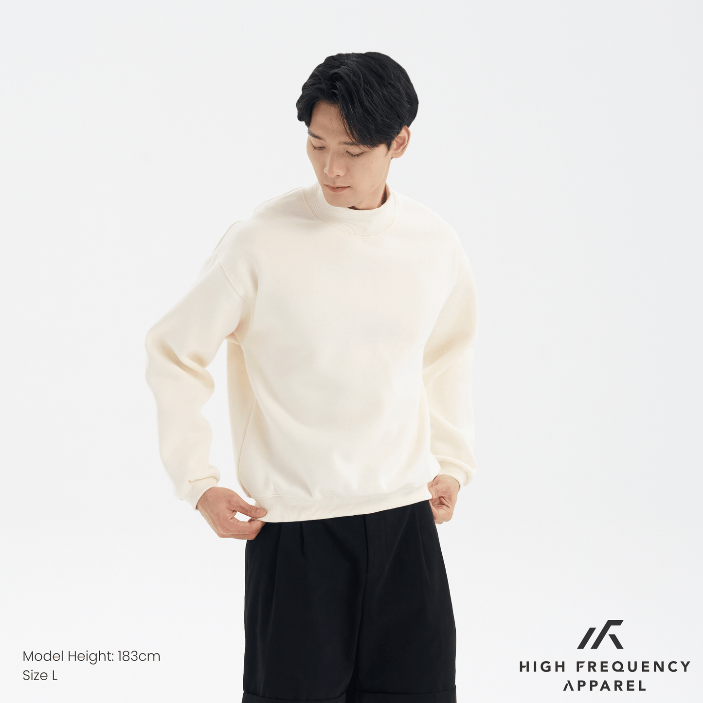 mock neck long sleeve sweatshirt