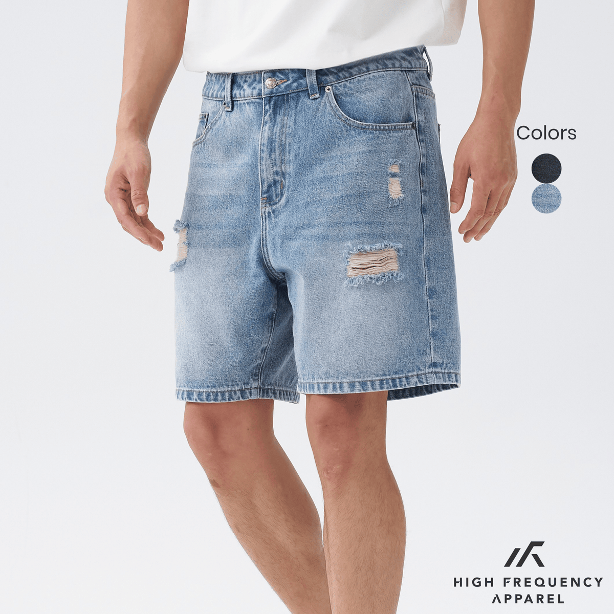 distressed denim shorts