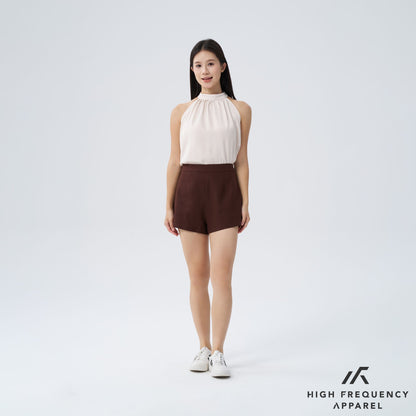 HFA Women's Linen High Waisted Shorts - Back Zipper