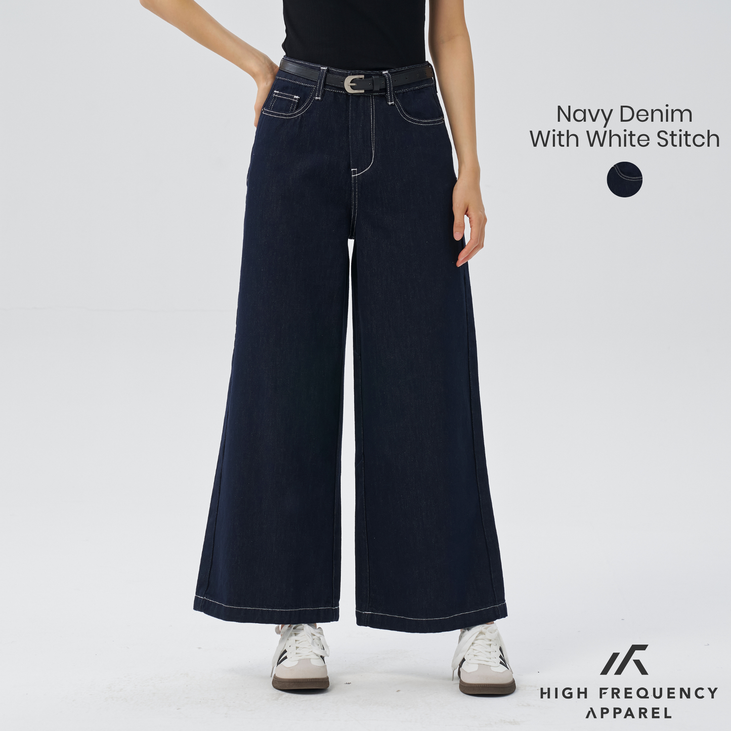 ultra wide leg dark denim jeans