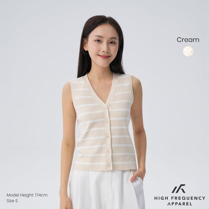HFA Women’s Striped Knitted Button Vest