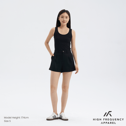 Double Pleated Linen Waistband Shorts with Cuffed Hem