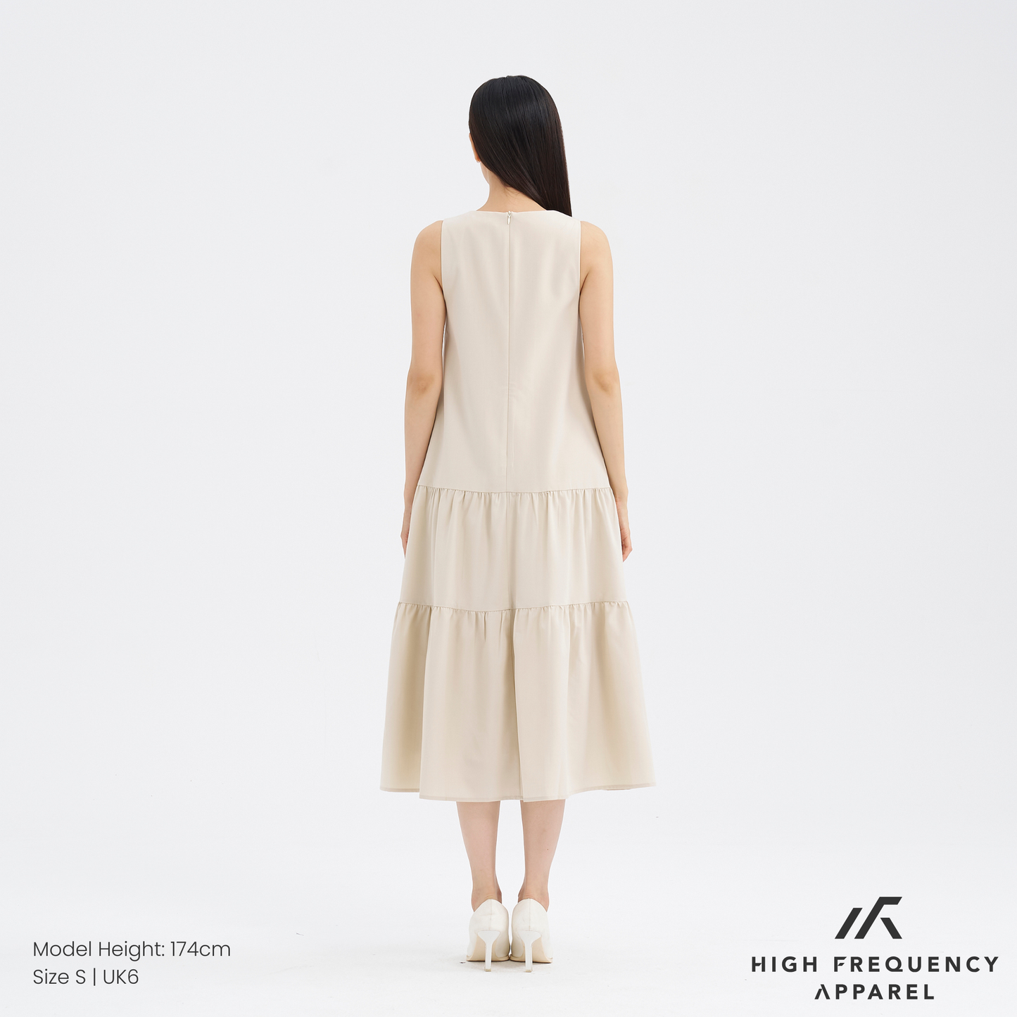 v-neck tiered midaxi dress